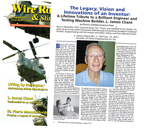 Wire Rope 按在桌子上糟蹋视频全部 Article: The Legacy, Vision and Innovations of an Inventor Article about L. James Chant
